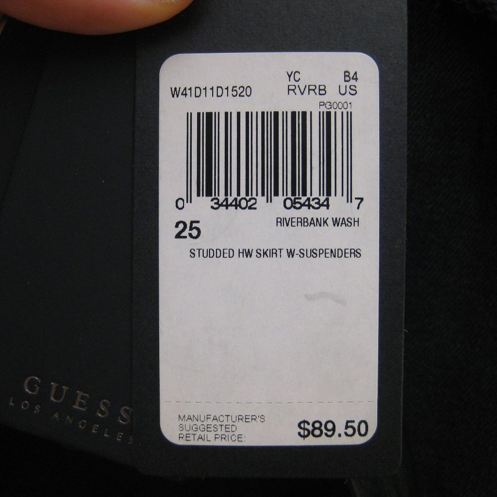 NWT Guess black denim studded suspenders skirt 25 - Picture 13 of 13